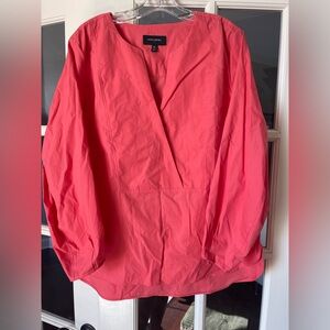Banana Republic XL Coral Poplin Popover Blouse Shirt NWOT